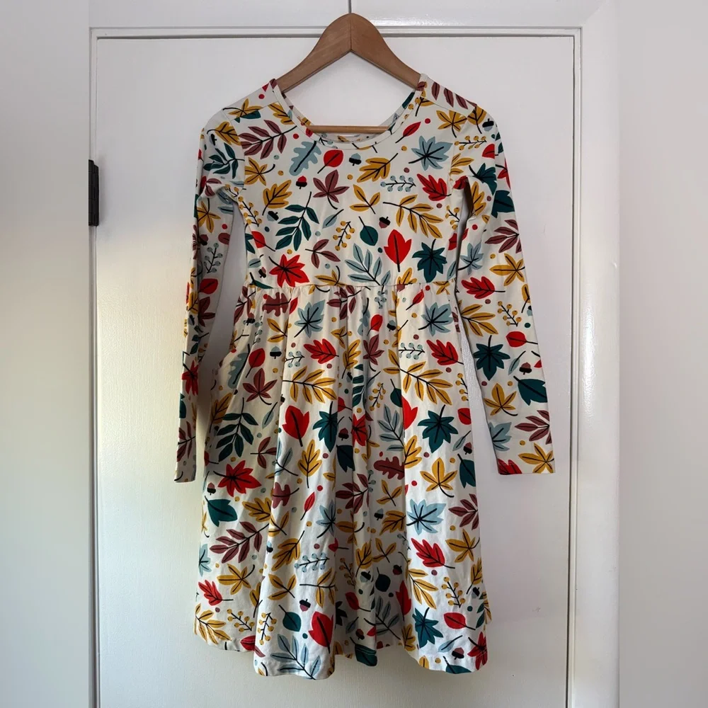 Hanna Andersson Celebration Skater Dress w/ Pockets Autumn Fall Leaves Size 12